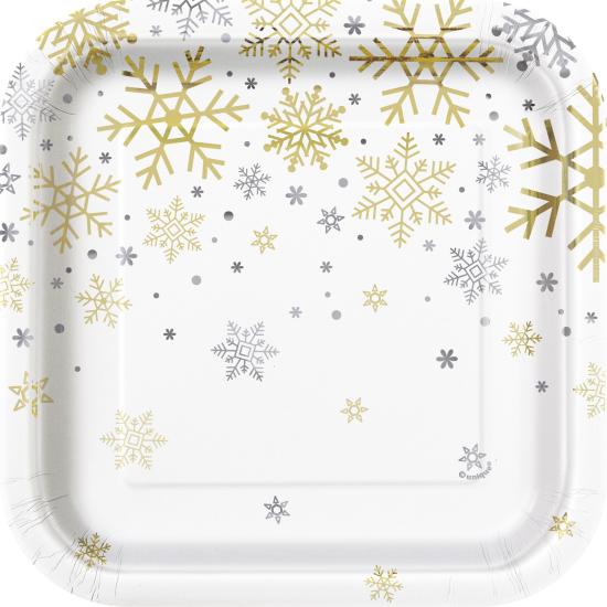 8 platos pequeños (18 cm) - Silver & Gold Holiday Snowflakes 8 platos pequeños (18 cm) - Silver & Gold Holiday Snowflakes
