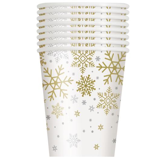 8 vasos - Silver & Gold Holiday Snowflakes