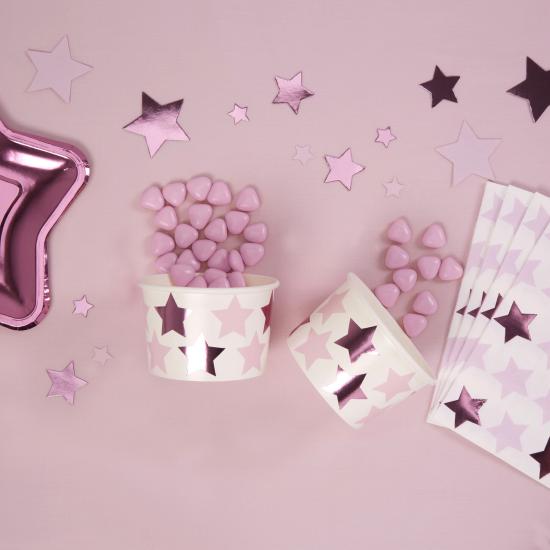 8 vasos con estrellas rosas y moradas - Pink Star 8 vasos con estrellas rosas y moradas - Pink Star