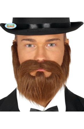 Barba y bigote castaña lisa para hombre