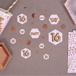 Confeti para mesa "16" - Glitz & Glamour Pink & Rose Gold