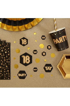 Confeti para mesa "18" - Glitz & Glamour Black & Gold