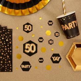 Confeti para mesa "50" - Glitz & Glamour Black & Gold