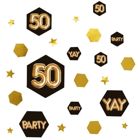 Confeti para mesa "50" - Glitz & Glamour Black & Gold