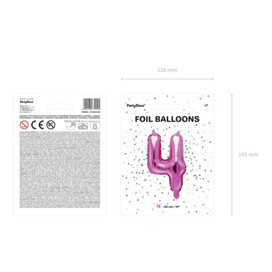 Globo foil "4" rosa oscuro