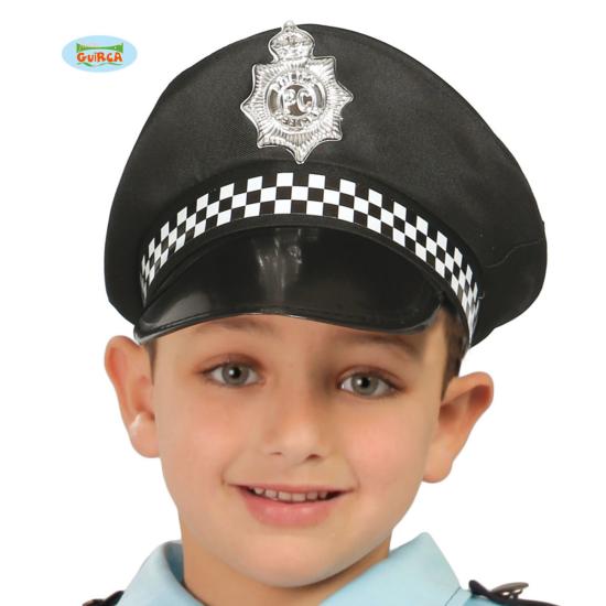 Gorro de policía negro infantil Gorro de policía negro infantil