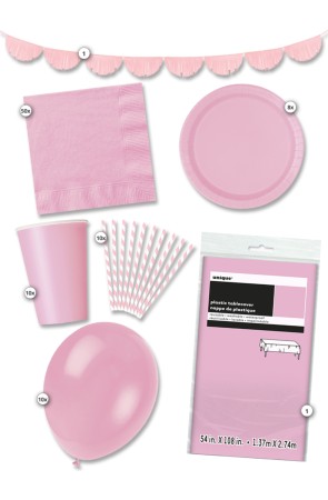 Kit de fiesta rosa 8 personas premium