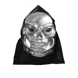 Máscara de calavera metalizada con capucha