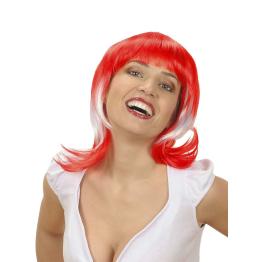 Peluca bicolor roja y blanca para mujer