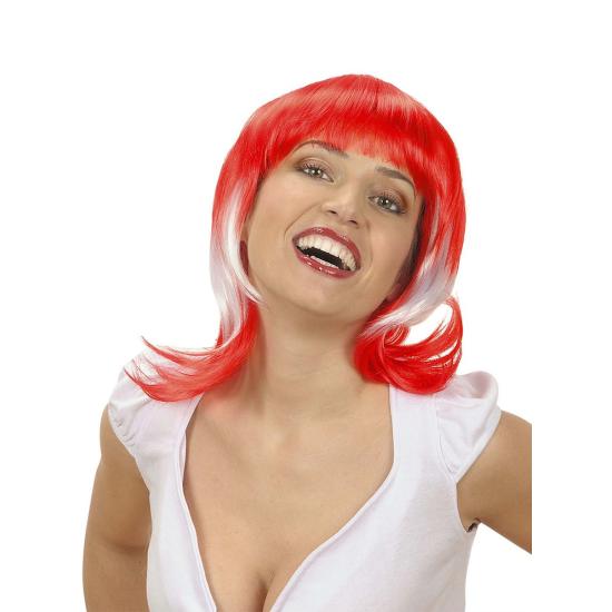 Peluca bicolor roja y blanca para mujer