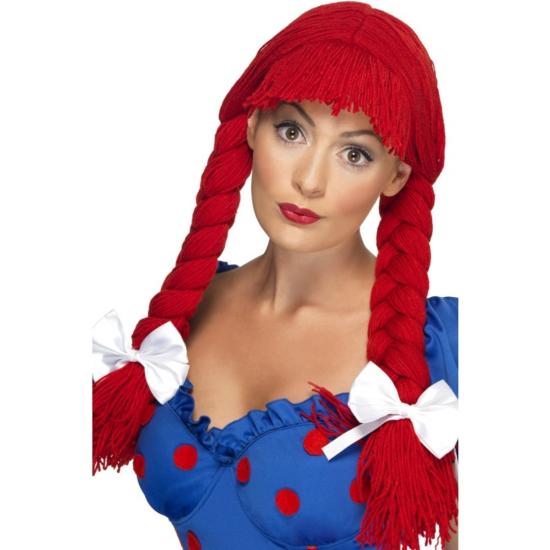 Peluca Roja con Coletas y Lazos mujer. Peluca Roja con Coletas y Lazos mujer.