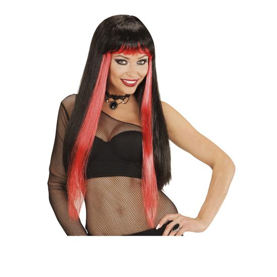 Peluca glam con mechas rojas