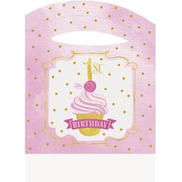 Set de 1º cumpleaños rosa y dorado