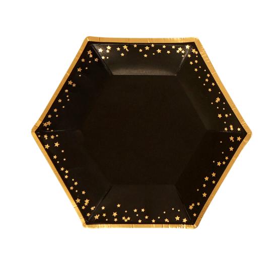 8 platos hexagonales medianos de papel (20 cm) - Glitz & Glamour Black & Gold 8 platos hexagonales medianos de papel (20 cm) - Glitz & Glamour Black & Gold