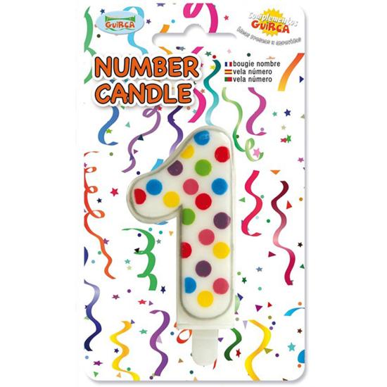 Vela de Cumpleaños Confeti Número 1