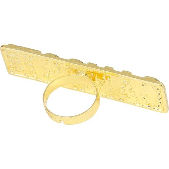 Anillo dorado “GANGSTA” – Accesorio Hip Hop/Rapero para Disfraces (Talla Única)