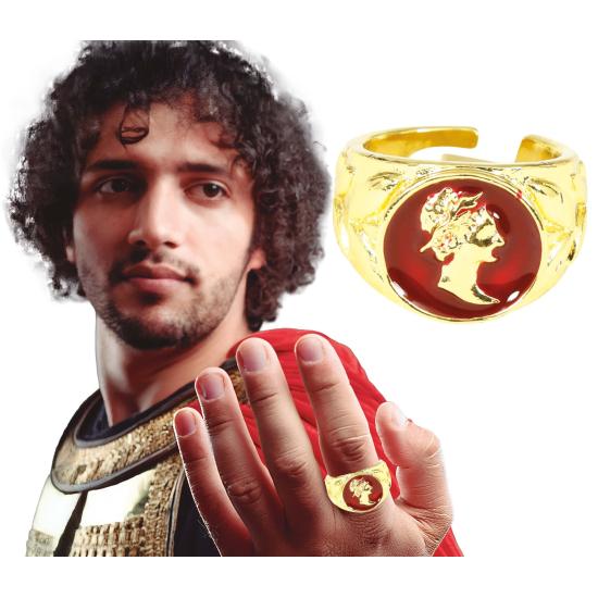 Anillo Romano Rojo – Accesorio de Joyería para Disfraces de Gladiador y Emperador