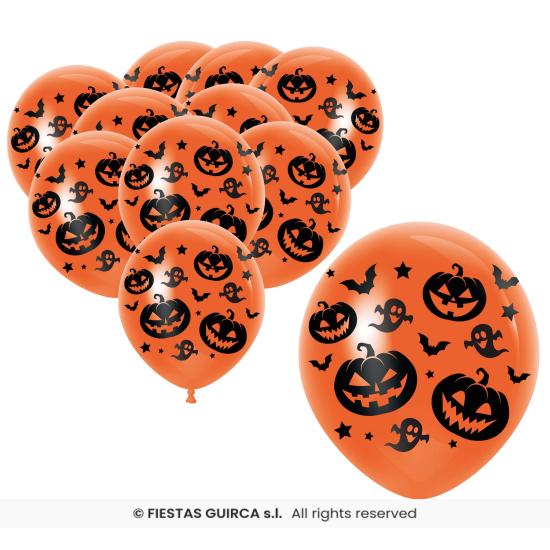 Bolsa 10 globos Fiesta Halloween 30 cms