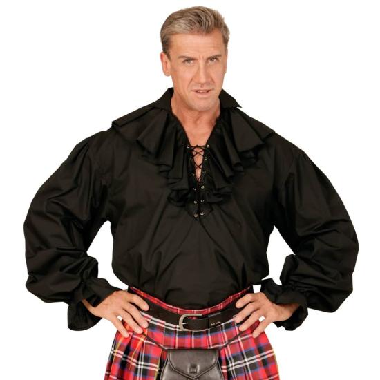 Camisa Pirata/Renacentista Hombre color Negra .