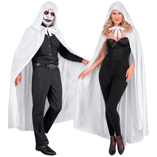 Capa con capucha de terciopelo blanco – 140 cm