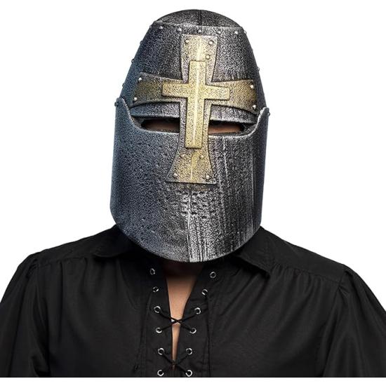 Casco Cruzado Medieval Plateado adultos