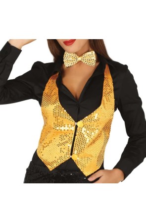 Chaleco Lentejuelas Mujer Oro Talla única.