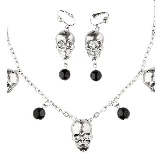 Collar y Calaveras pendientes de Plata
