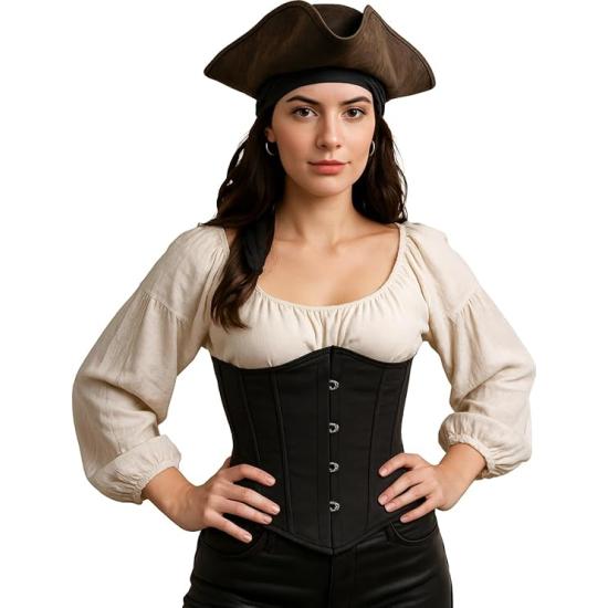 Corset Negro para Mujer – Top de Disfraz Elegante de Princesas y Marquesas