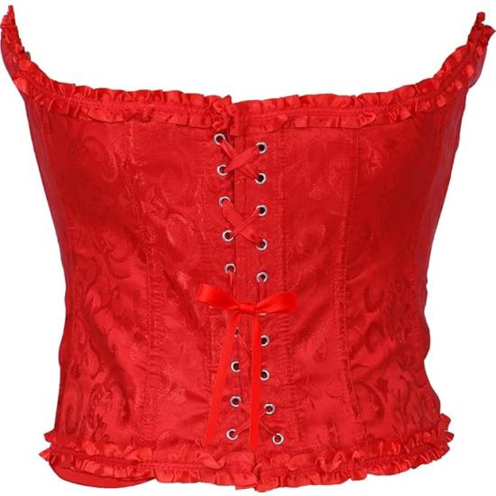 Corset Rojo con Encaje para Mujer – Accesorio de Disfraz para Carnaval, Princesas y Fiestas Elegantes
