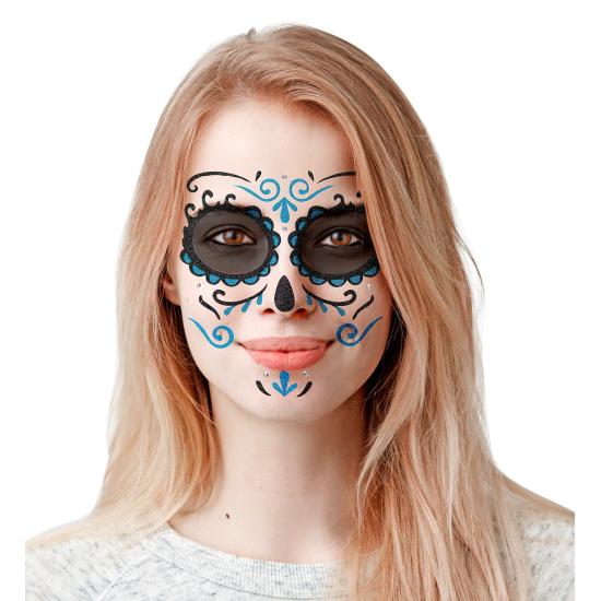 Decoración Adhesiva Dia de los Muertos Catrina con Glitter Azul