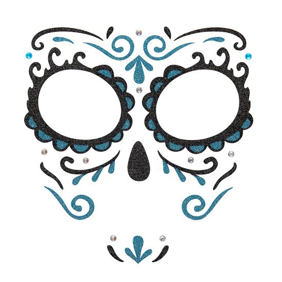Decoración Adhesiva Dia de los Muertos Catrina con Glitter Azul