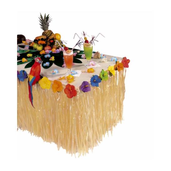 Decoración Mesa Flores Hibisco Hawaianas Lujo  275 x 75 cms