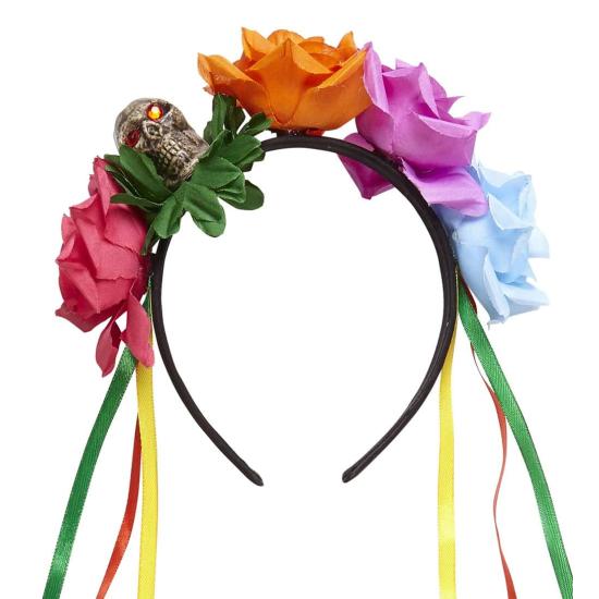Diadema de 5 Rosas con Calavera
