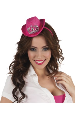 Diadema Sombrero vaquero rosa Reinas de la Noche