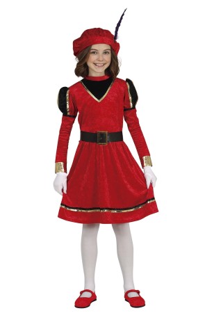 Disfraz  paje real rojo para niña