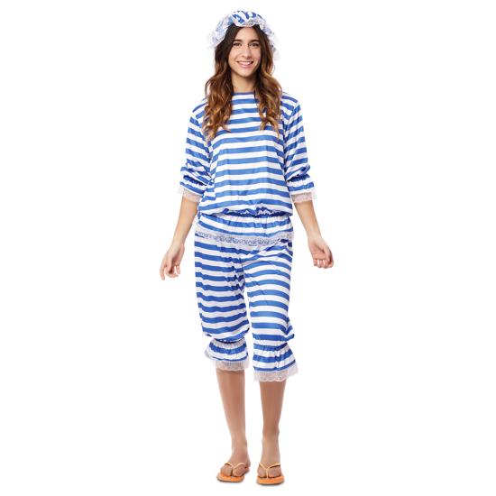 Disfraz  de Bañista Chica años 20 Adulta Azul Disfraz  de Bañista Chica años 20 Adulta Azul