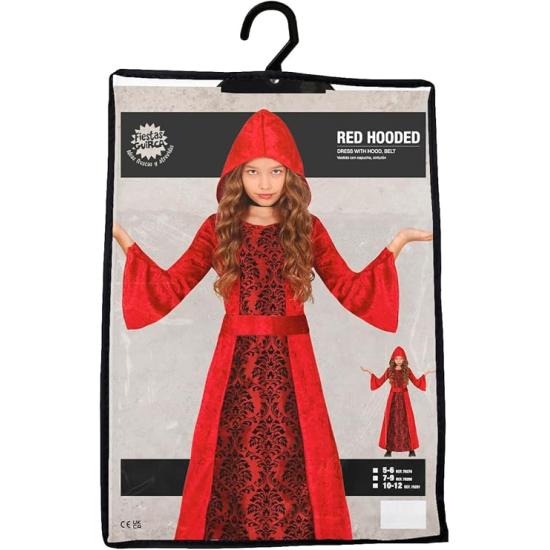 Disfraz de Bruja Roja con Capucha para Niña