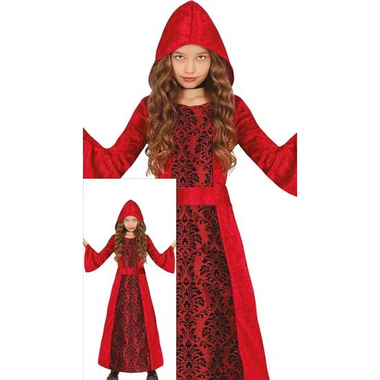Disfraz de Bruja Roja con Capucha para Niña