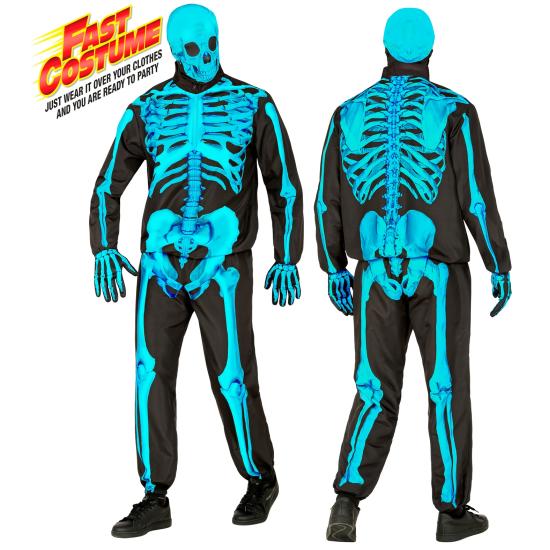 Disfraz de Esqueleto "Fast Costume" – Adulto Fluorescente Azul Disfraz de Esqueleto "Fast Costume" – Adulto Fluorescente Azul