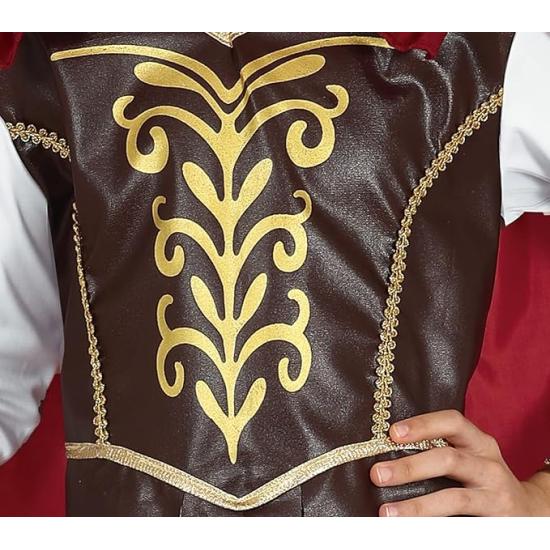Disfraz de Gladiadora Niña - Vestido con Adornos Dorados y Capa Roja