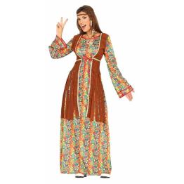 Disfraz de Hippie Sesentera con Vestido  adulta