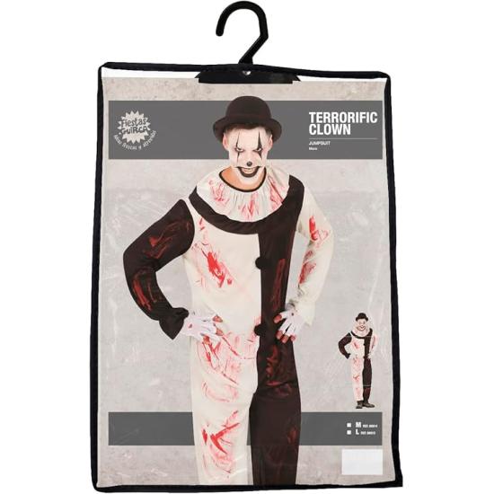 Disfraz de Payaso Despiadado Terrifier para Hombre – Cuello y Mono Ensangrentado