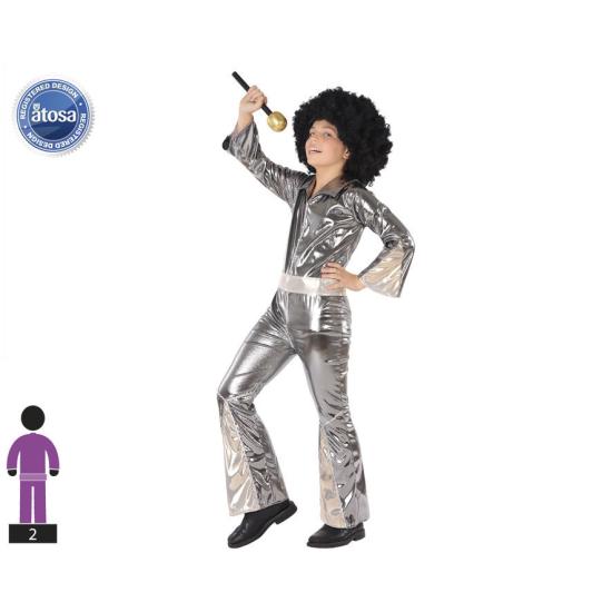 Disfraz Disco Plata Mono de niños