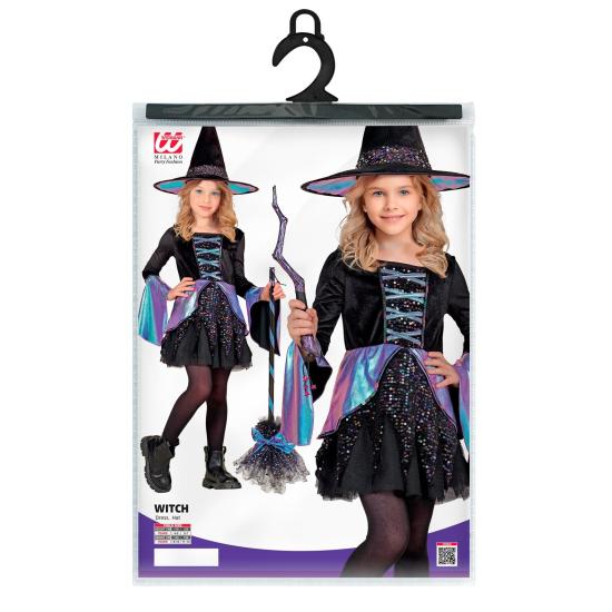 Disfraz Infantil BRUJA LUJO – Vestido con Brillos + Sombrero Disfraz Infantil BRUJA LUJO – Vestido con Brillos + Sombrero