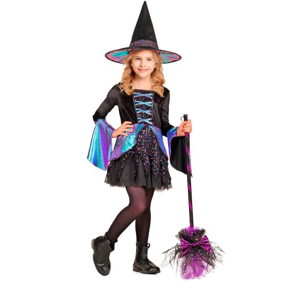 Disfraz Infantil BRUJA LUJO – Vestido con Brillos + Sombrero Disfraz Infantil BRUJA LUJO – Vestido con Brillos + Sombrero