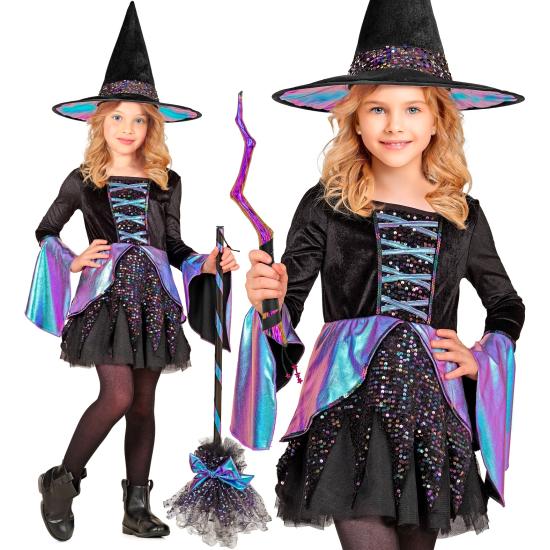 Disfraz Infantil BRUJA LUJO – Vestido con Brillos + Sombrero Disfraz Infantil BRUJA LUJO – Vestido con Brillos + Sombrero