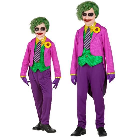 Disfraz infantil Joker – frac con camisa y chaleco, pantalones, corbata y guantes