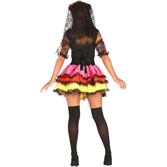 Disfraz Mujer Catrina Sexy Colorida Lady Muerte Mexicana
