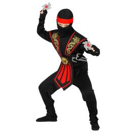 Disfraz Ninja Rojo para niño con Set de Armamento