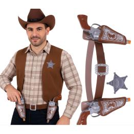 Dos cartucheras con pistola cowboy 20 cms